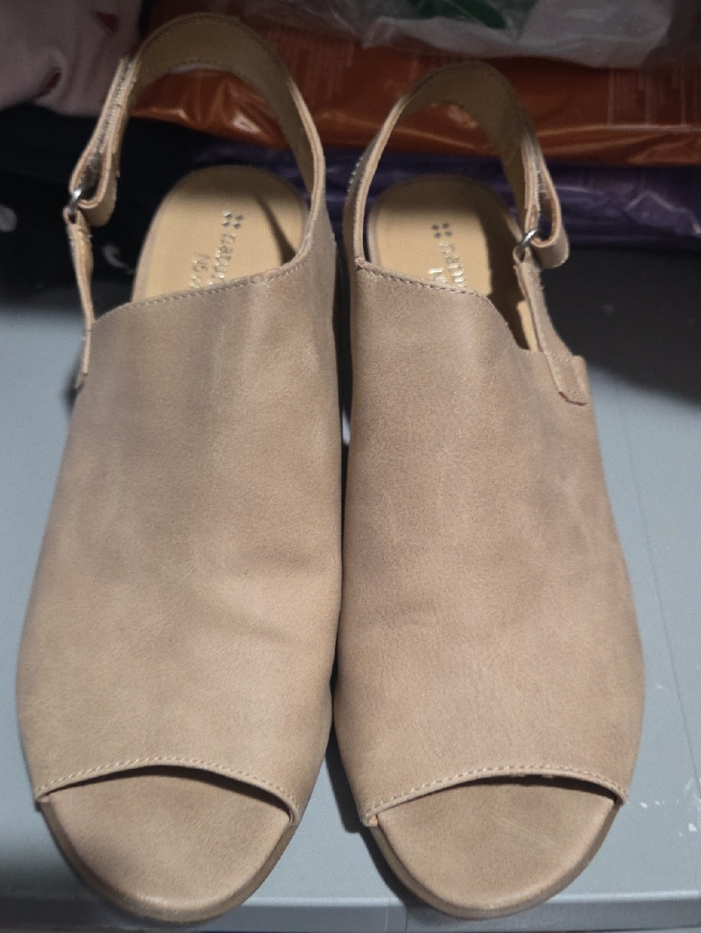 Naturalizer Women's Beige Open-Toe Slingback Clogs